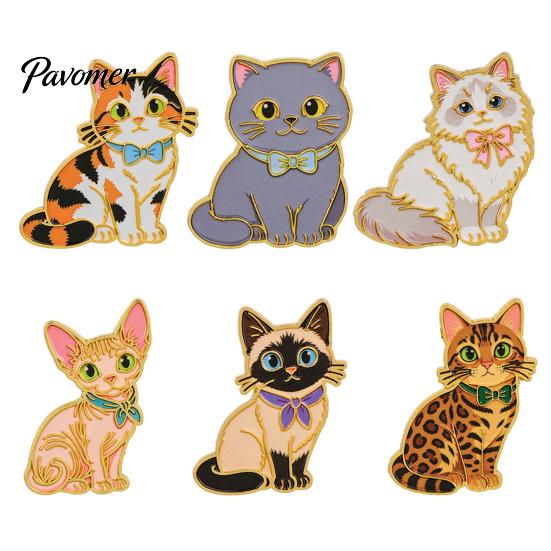 Cat Brooch Pin Enamel Bow Tie Brooch, Cartoon Kitten Metal Badge Durable Alloy Pin, Hats Bags Scarves Clothes Decorative Accessory Theme