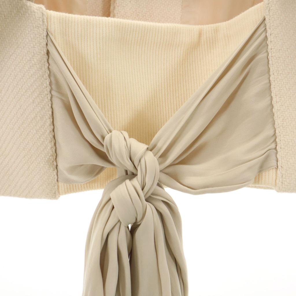 FUMIE TANAKA fabricat în Japonia Bustier cu panglică încrețită 1 bej Femei Second-hand