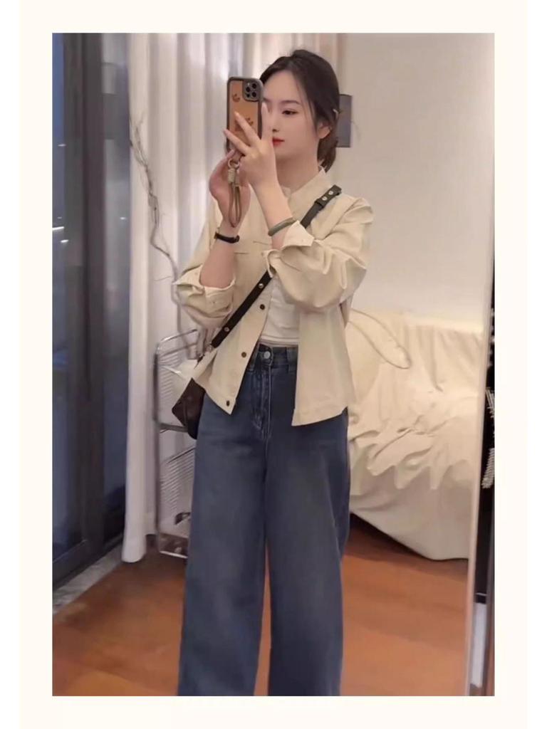 Women's Casual Versatile Stand Collar Jacket - Korean Style Spring/Autumn Loose Baseball Uniform Top