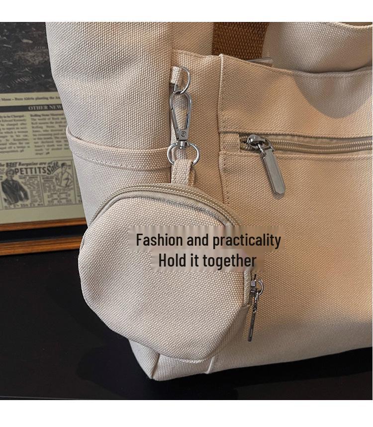 Versatile Women's Large Canvas Tote - Fashionable Mother-Child Casual Shoulder Bag for School & Commute