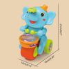 Crawling Toys for Babies 6-12 Months, Drumming Elephant Blowing Ball Walking Car with Music Light, Musical Train Infant Educational Toy