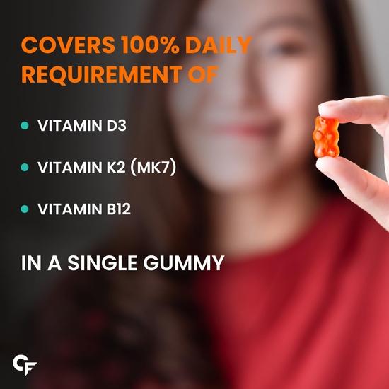 Carbamide Forte Vitamin D3 K2 MK7 & Vitamin B12 Gummies | Vitamin B12 Supplements | Vitamin K2 Mk7, Vitamin D3 Supplement & B12 Vitamin