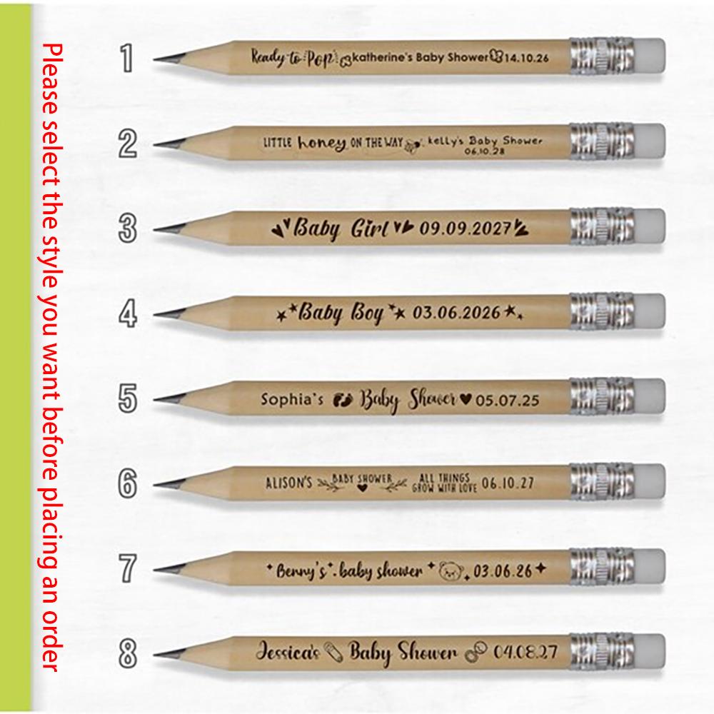 Custom 20Pcs Engraved Wooden Pencil Baby Shower Favors for Guests Rustic Baby Shower Wooden Pencils Kindergarten Back To School