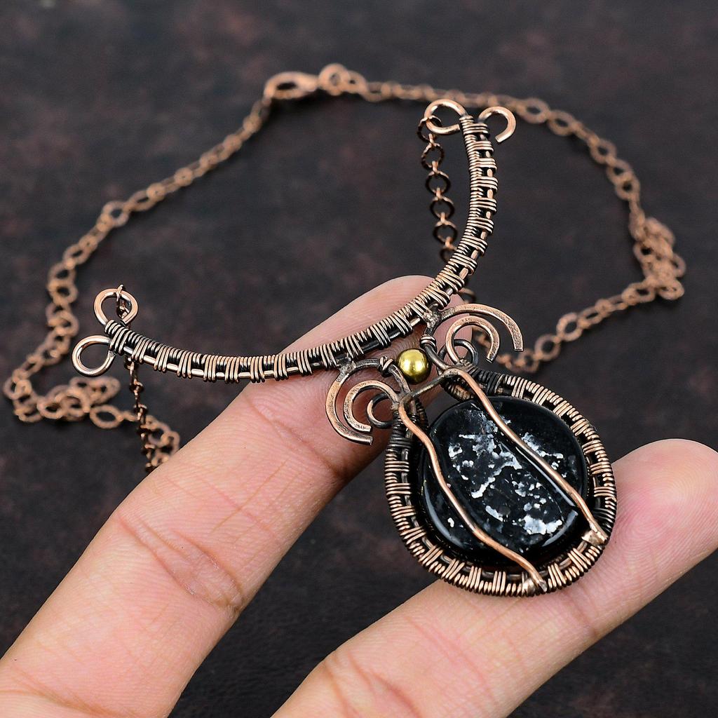 American Dichroic Glass Necklace Copper Wire Wrapped Gemstone Jewelry Adjustable Necklace Handmade Ethnic Jewelry Copper Wire Wrap Necklace