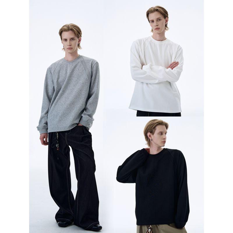 Kisko American Retro Deconstructed Patchwork Air Layer Long-Sleeve T-Shirt for Men and Women, Stylish and Casual Inner Wear Top