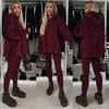 Herbst Winter Neu Damen Lässig Locker Einfarbig Print Kapuzenpullover Sweatshirt Set 2-teilig Lounge Trainingsanzug Fleece Langarm