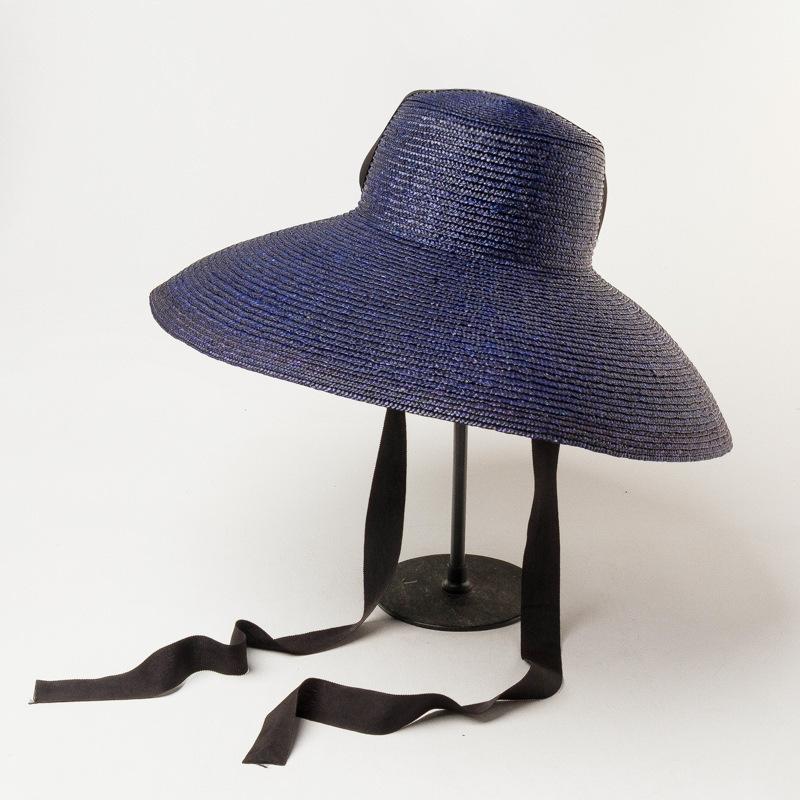 כובע קש טבעי בעבודת יד גברים נשים סרט תחבושת עניבה רחב שוליים כובע שמש דרבי הגנה מפני שמש כובע חוף קיץ