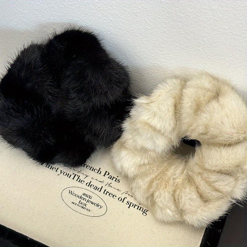 Autumn Winter Plush Large Scrunchies Elastic Hair Band New Fashion Fluffy Headband Headdress Female Accessories