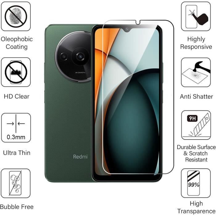 Protection d'écran - E.F.CONNECTION - Xiaomi Redmi A3 - Pack de 2 - Antichoc - 9H