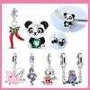 Charms Copper Red Dragon Treasure Heart Rose Panda Cat Pink Pig Beads Pendant Fit Original Bracelet Diy Jewelry