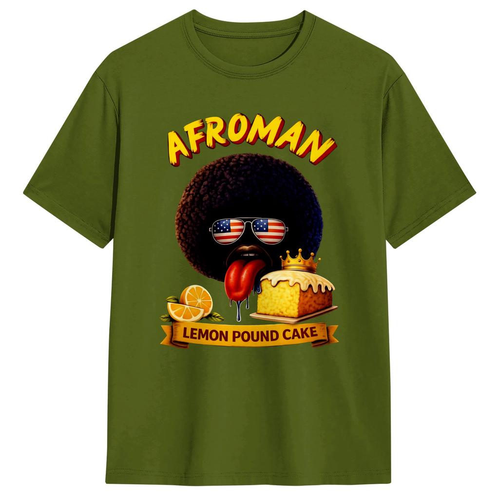 Lemon Pound Cake Afroman Cotton TShirt For Mens Beach  Vintage T Shirts Crewneck Novelty Tee Shirt Oversized Hot Sale Tops