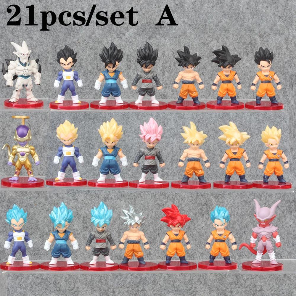 8-21pcs/lot Dragon Ball Mini Figure Super Saiyan Goku Vegeta Action Figures DBZ Dolls Model Toys Gifts