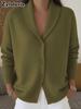 Fall Winter New Knitted Oversized Cardigan for Women Lazy Style Stand Collar Button Solid Long Sleeve Sweater
