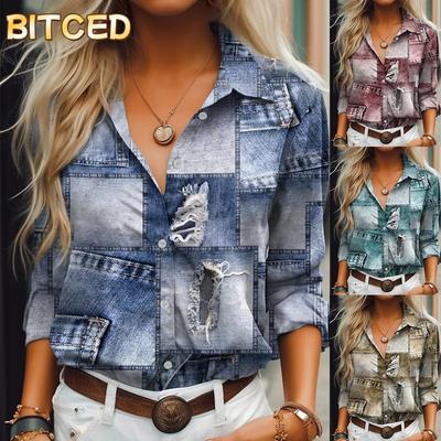 Women's Fashion Casual Long Sleeve POLO Neck Blouses & Shirts