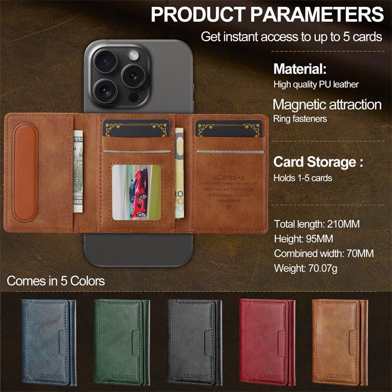 RFID Shielded Credit Card Wallet with Card Slots,Faux Leather Magnetic Suction Cup for Phone & Cards,Phone Wallet Ideal Gift