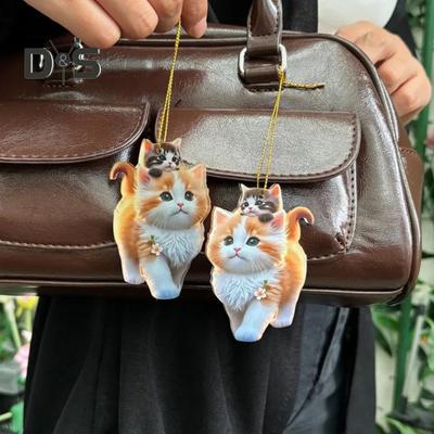Karikatür Kedi Akrilik Asılı Dekorasyon Ev İç Mekan Noel Ağacı Araba Dikiz Aynası 2D Düz Yavru Kedi Asılı Süs Hayvan Kolye