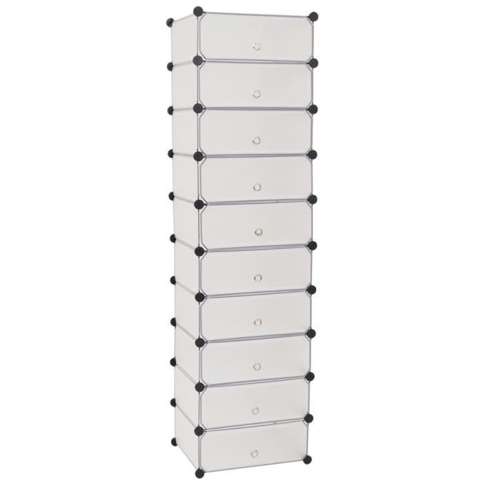 VidaXL Armoire à chaussures avec 10 compartiments Blanc