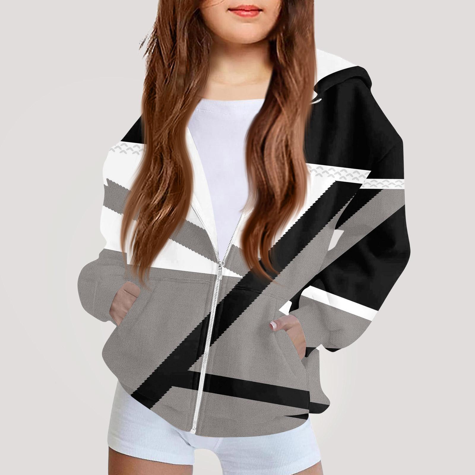 

Children s Fashion Printed Long Sleeved Hooded Sweatshirt Girls Hoodie Jacket 160