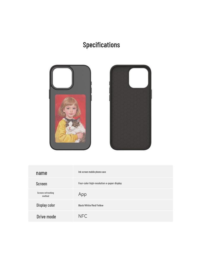 4-inch E-ink NFC Phone Case with Screen Mirroring for Apple 13-16