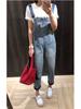 Korean Style Cat Paw Women’s Denim Overalls, Spring/Summer 2026, Cute Loose-Fit Cropped Pants