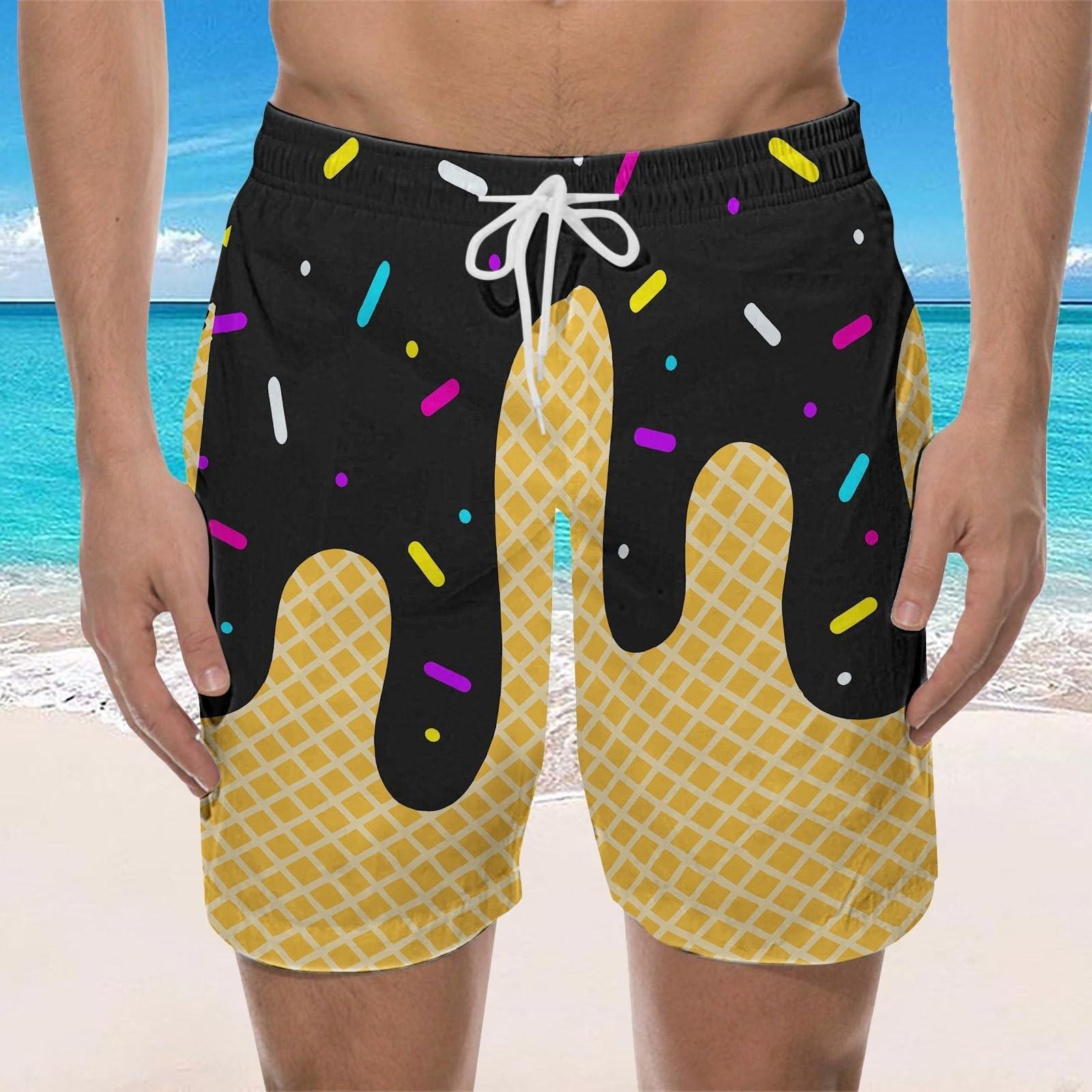 

Men s Ice Swim Trunks with Drawstring Waist Quick Dry Beach Shorts for Summer Fun and Comfort L чёрный