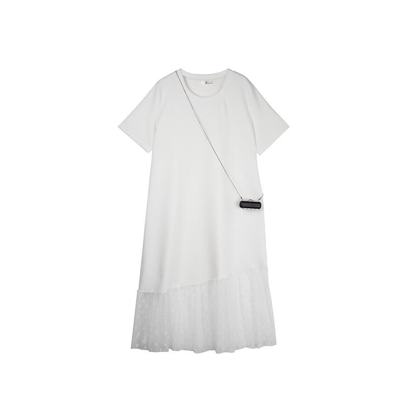 

Double Heaven 2024 Женское облегающее Т-платье большого размера с карманом 8663 5XL грязно-белый