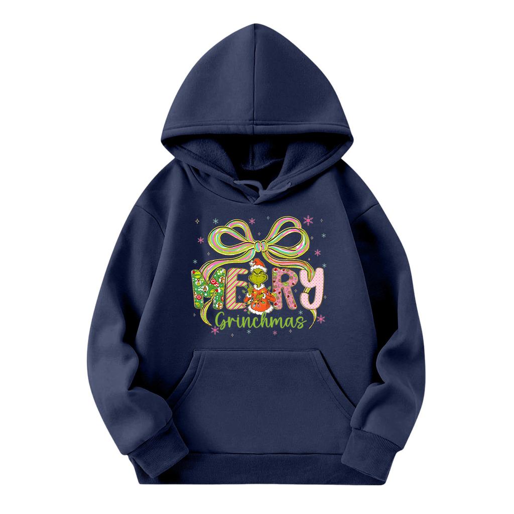 Child Fashion Lightweight Long Sleeve Pullover With Pockets  Print Hoodie
