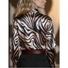 Spring and Autumn New Trendy Satin Long-sleeved Shirt Zebra Pattern Temperament Shirt for Women