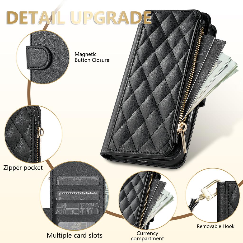 Wallet Small Fragrance Zipper Card Slot Stand Magnetic Flip Leather Case For Xiaomi Redmi Note 13 Pro Plus 12S 12 11 11S Cover