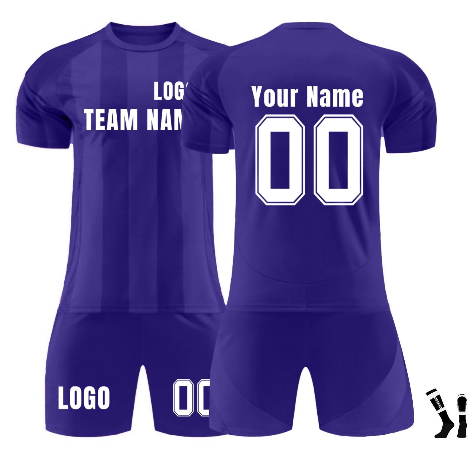 

Комплект персонализированных рубашек для мужчин и девочек с именем и номером, футбольные майки на заказ для мальчиков, тренировочный костюм S фиолетовый