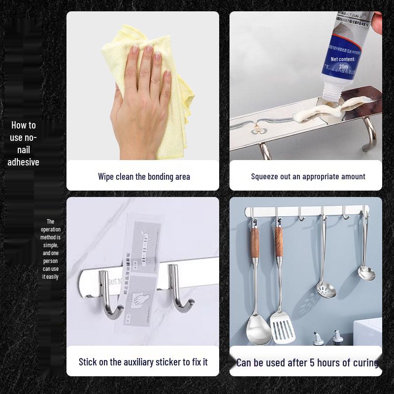Universal Nail-Free Strong Adhesive Glue for Glass and Wall-Mounted Storage Racks