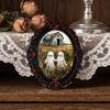 Spooky Pumpkin Wall Decals Halloween Dark Style Refrigerator Magnet, Retro Gothic Oval Photo Magnets Frame Decorative Magnetic Sticker for Metal