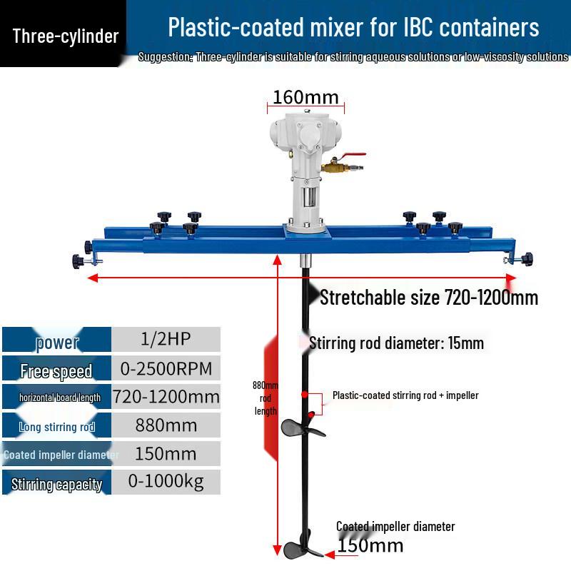 Three-Cylinder Pneumatic IBC Tote Mixer