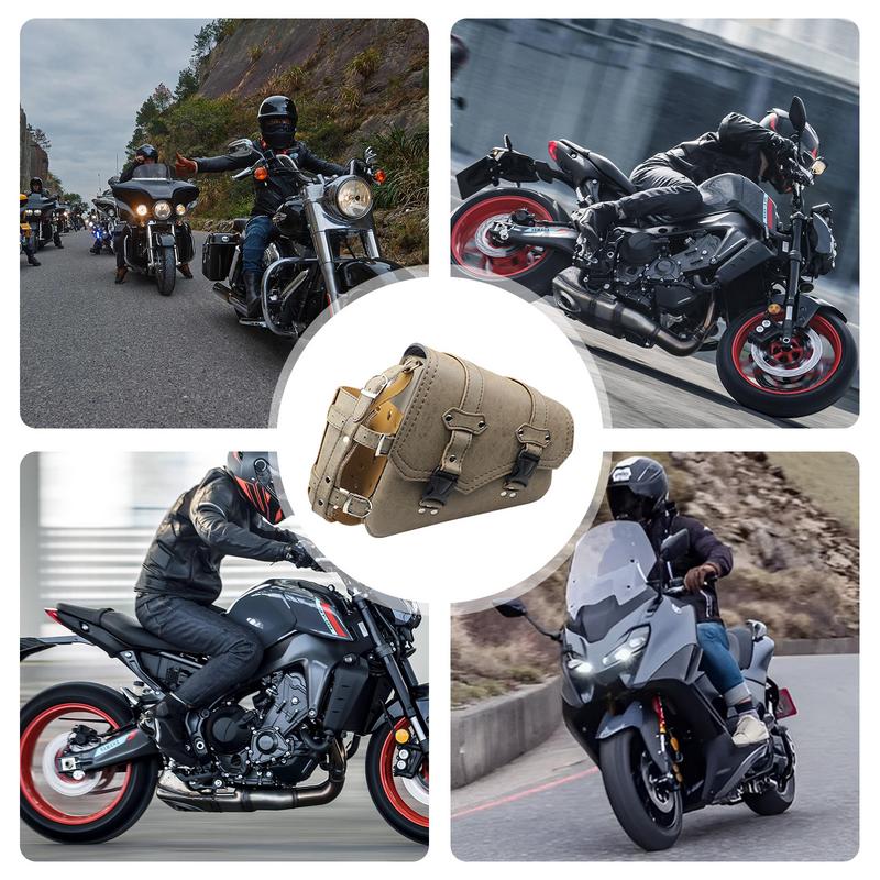 Motorcycle Side Saddlebags Side Bag Saddle Storage For Motorbike Waterproof Leather Motorcycle Side Tool Bag With Bottle Holder