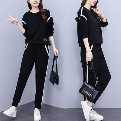 Tuta sportiva casual da donna Primavera e Autunno Versione coreana del Maglione Girocollo Largo Riduttore di Età e Pantaloni Tuta Due Pezzi