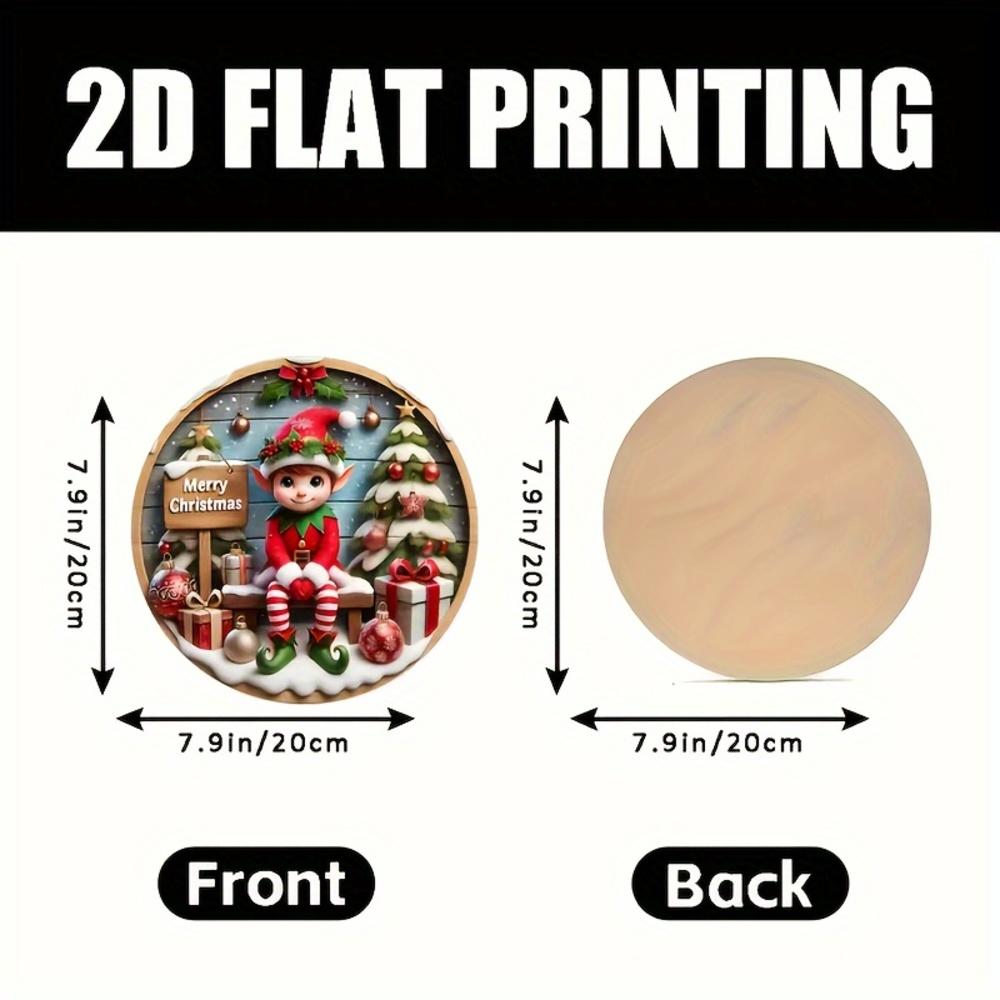 

Charming Christmas Elf Wooden Sign - 20.07cm Round, Perfect for Cafe, Bar, Party & Home Decor | Ideal Gift for Best Friends