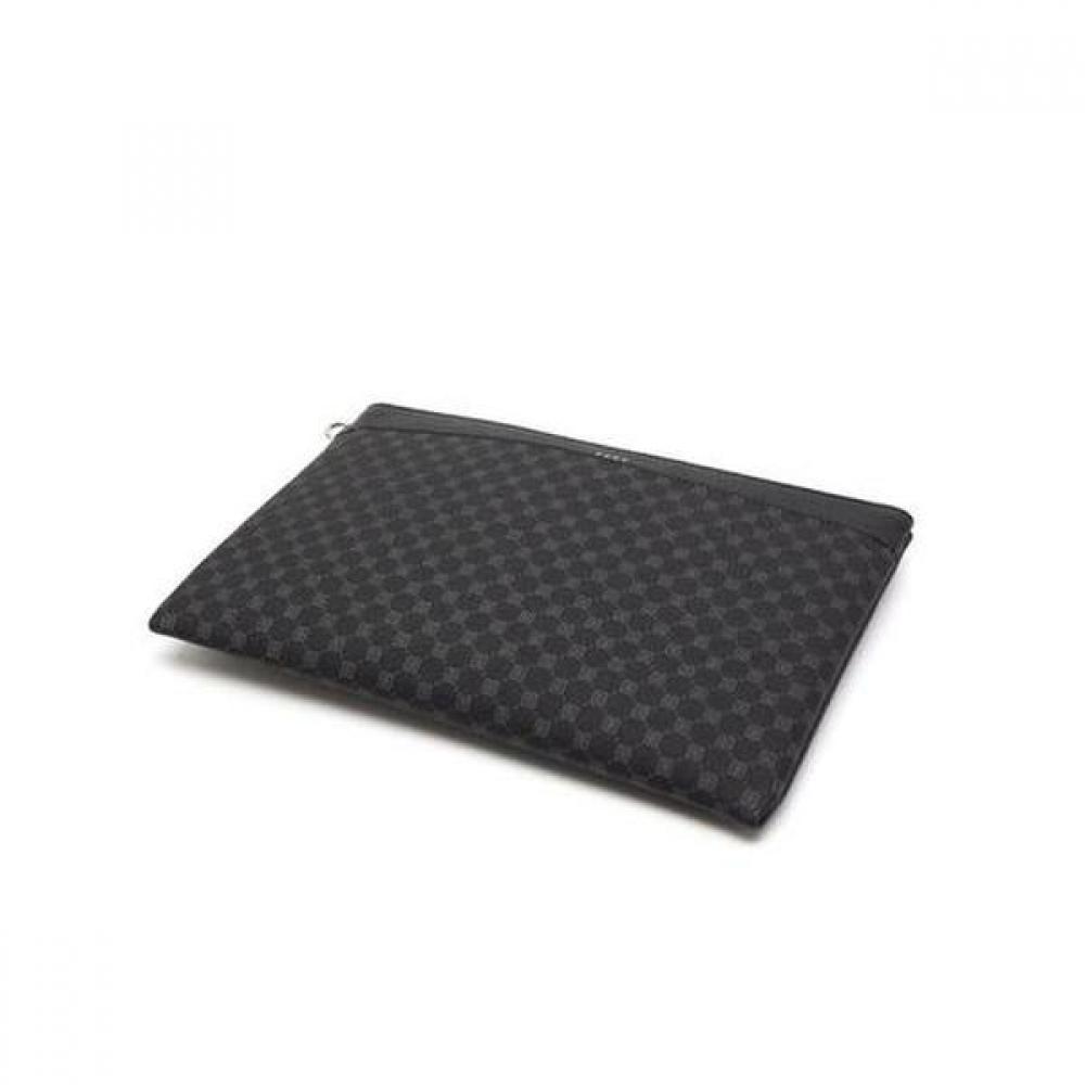 Daks Black Leather Dd Logo Pattern Medium Clutch Bag Dbba3e467