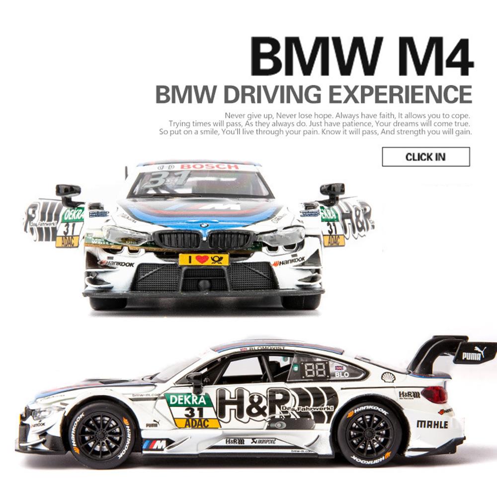 1:32 Scale BMW M4 DTM Car Model Toy Doors Opened Metal Diecast Music Light Pull Back Racing Cars Models Toys Kids Hobby Gifts