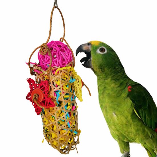 4 Stück Vogel Papagei Glocke Baumwollseil Blöcke Ball Hängender Käfig Dekor Kauspielzeug für Haustiere