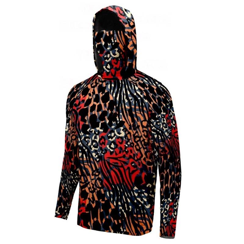 MALFC Fishing Apparel Men Hood Fishing Shirt Long Sleeve Fishing T Shirt Uv Protection