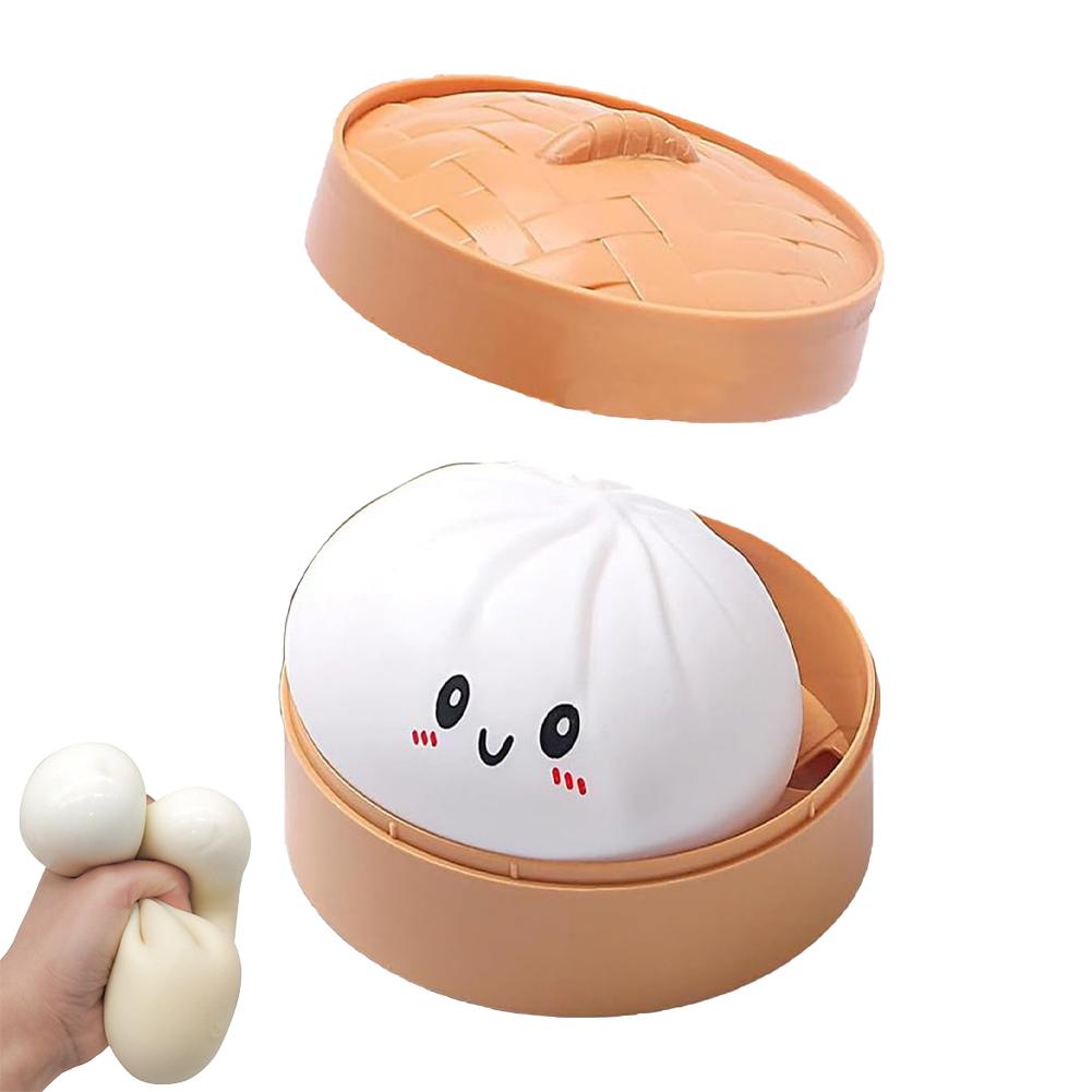 Realistic Giant Steamed Bun Squeezable Toy With Box Glitter Squishy Dumpling For Stress Relief Sensory Squeeze Toy Gifts