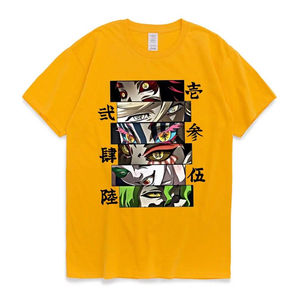 

Аниме Demon Slayer Upper Moons футболка с принтом для женщин унисекс Akaza Douma Kokushibo Eyes футболки с короткими рукавами модные хлопковые футболки XL