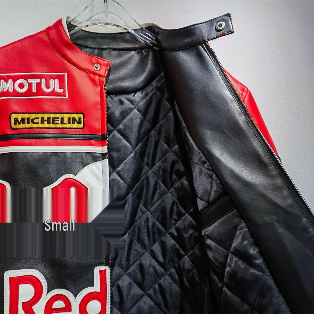 Kurtka Motocyklowa F1 w Stylu Amerykańskim ze Skóry PU z Bawełnianym Wypełnieniem - Krótki Garnitur Motocyklowy Harley