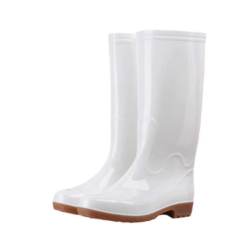 White Short Rain Boots with Beef Tendon Sole