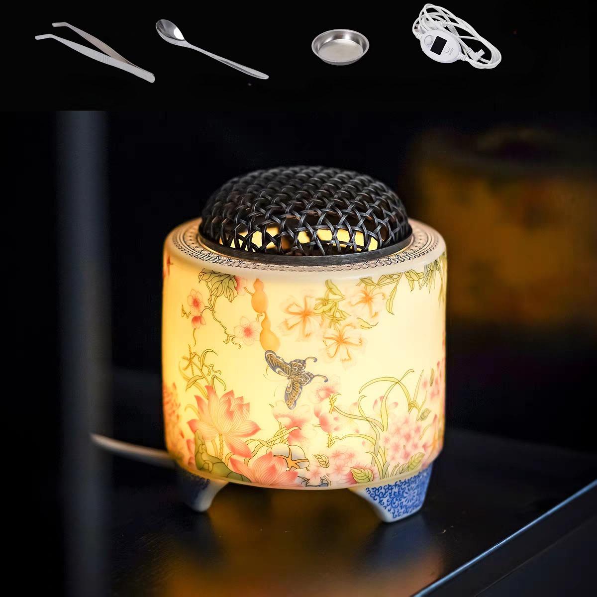 

Electronic Ceramic Incense Burner/wooden Block Censer Censer Timed Home Indoor Air Purification Desktop Decoration Products