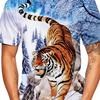 Men'S 3D White Tiger Print T-Shirt, Casual Crew Neck Short Sleeve Knit Polyester Top, Regular Fit Summer Fashion, Y2K Harajuku Style Clothing