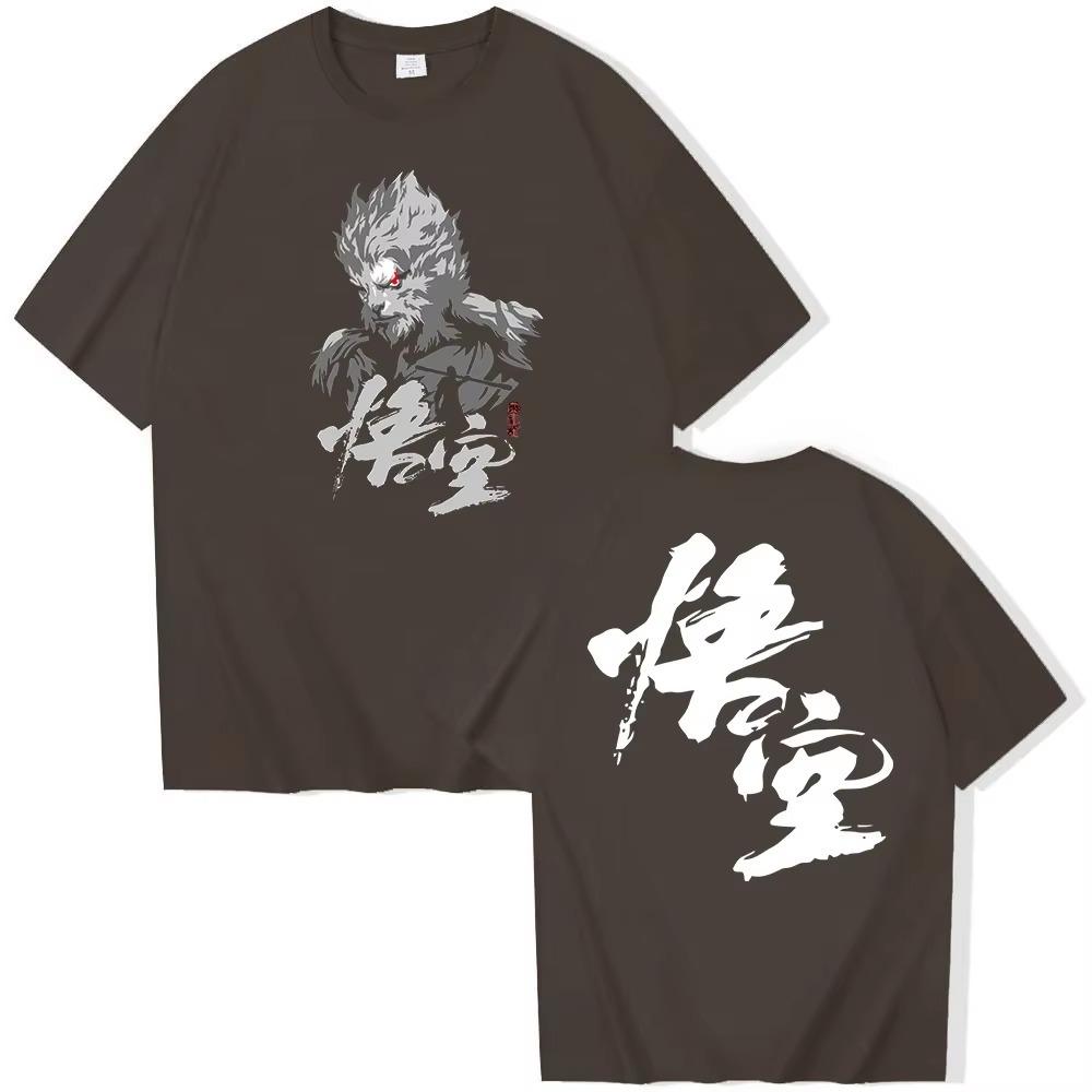 Black Myth Wukong Sun Wukong T-shirt O-Neck Short Sleeve Shirts Fans Gift