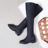 Academy New Fashion Denim Face Low Heel Square Heel 32-48 Size Paint Boots