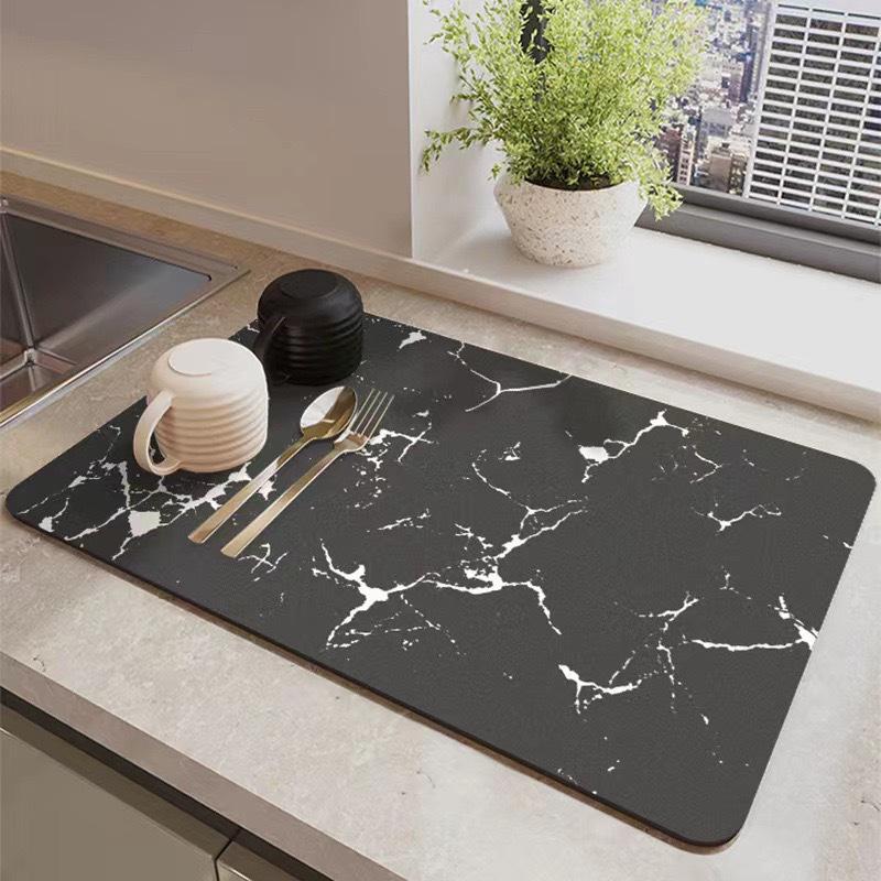 

Solid Color Kitchen Mat: Wear-Resistant, Water-Absorbent, Heat-Insulating Diatomaceous Earth Sink Pad. 30*40cm Thickened