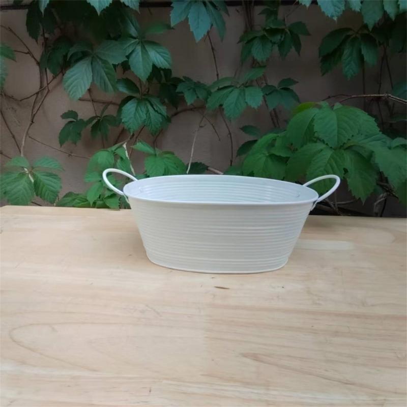 Contenitore Secchiello Fioriera Moderno in Metallo con Manici Design Impermeabile Adatto per Decorazione Piante in Multipli Colori 2 Pezzi